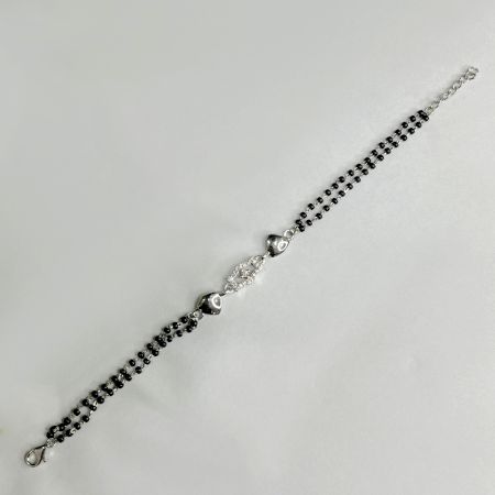 Handcrafted 92.5 Sterling Silver Bracelet with Puffed Heart Charms